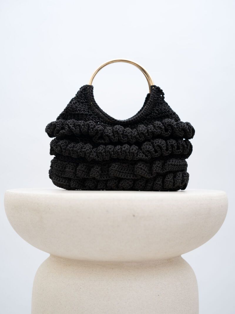 RIKA MINI CROCHET PURSE-BLACK